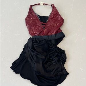 Red and Black Halter Dress